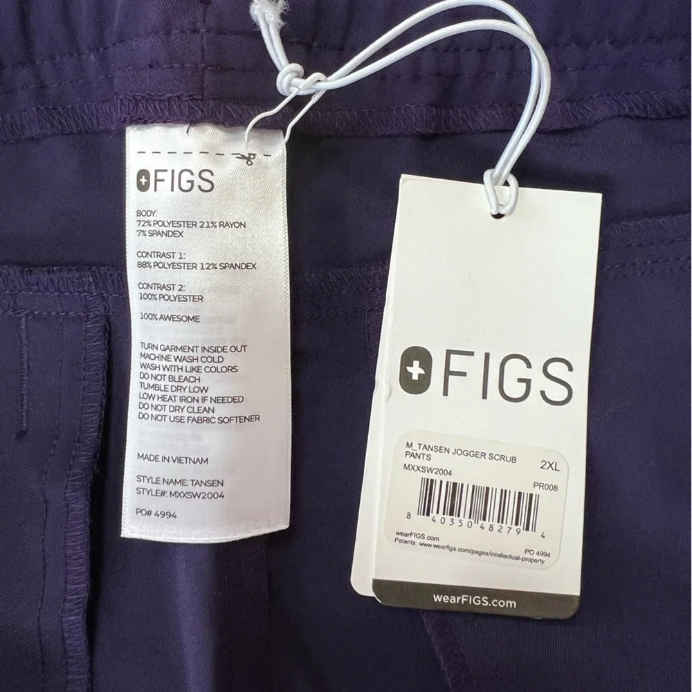 FIGS NWT Men’s Tansen Jogger Scrub Pants in RARE Dark Purple (PO #4994), XXL